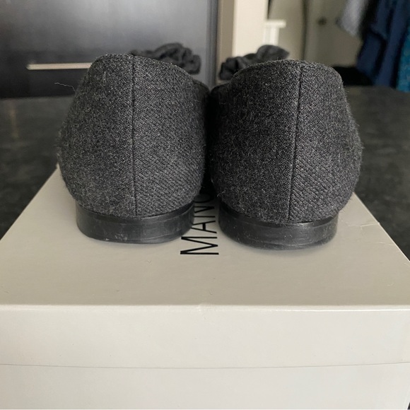 Authentic Manolo Blahnik Gisina Flats Dark Grey Wool Sz 37 - Picture 7 of 12